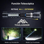Pack of 2 High Power USB Rechargeable LED Flashlights - Tactical Flashlight with 7 Modes, COB Side Light, Adjustable Focus, IPX6 Waterproof + Paracord Bracelet - for Emergencies, Camping, Car, Hunting