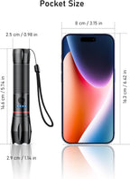 Blukar Rechargeable LED Flashlight, Super Bright Aluminum Flashlights with 5 Light Modes, 2000L Waterproof Handheld Flashlight Adjustable Focus for Camping, Hiking, Emergency, DIY