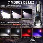 Pack of 2 High Power USB Rechargeable LED Flashlights - Tactical Flashlight with 7 Modes, COB Side Light, Adjustable Focus, IPX6 Waterproof + Paracord Bracelet - for Emergencies, Camping, Car, Hunting