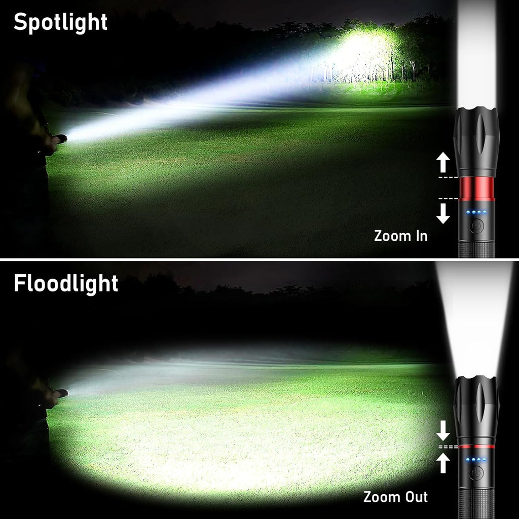 Blukar Rechargeable LED Flashlight, Super Bright Aluminum Flashlights with 5 Light Modes, 2000L Waterproof Handheld Flashlight Adjustable Focus for Camping, Hiking, Emergency, DIY