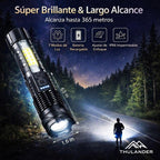 Pack of 2 High Power USB Rechargeable LED Flashlights - Tactical Flashlight with 7 Modes, COB Side Light, Adjustable Focus, IPX6 Waterproof + Paracord Bracelet - for Emergencies, Camping, Car, Hunting