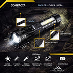 Pack of 2 High Power USB Rechargeable LED Flashlights - Tactical Flashlight with 7 Modes, COB Side Light, Adjustable Focus, IPX6 Waterproof + Paracord Bracelet - for Emergencies, Camping, Car, Hunting