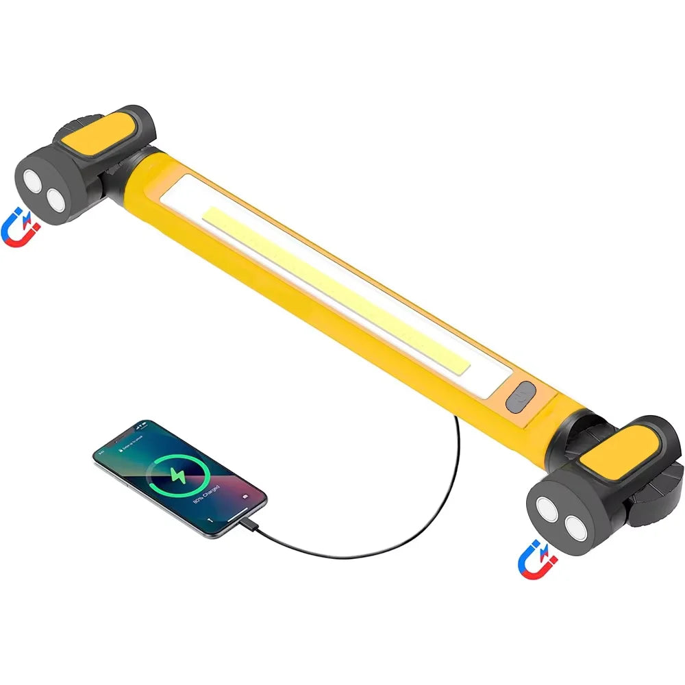 Luz de Trabalho LED Recarregável 5200mAh para Campismo, 2 Modos de Brilho, Luz de Trabalho para Oficina, Mecânico, Emergências e Utilização no Exterior