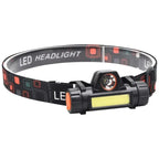 Lanterna de cabeça para atividades ao ar livre com longa duração de bateria e luz LED potente, ideal para pesca noturna, recarregável e com fixação magnética