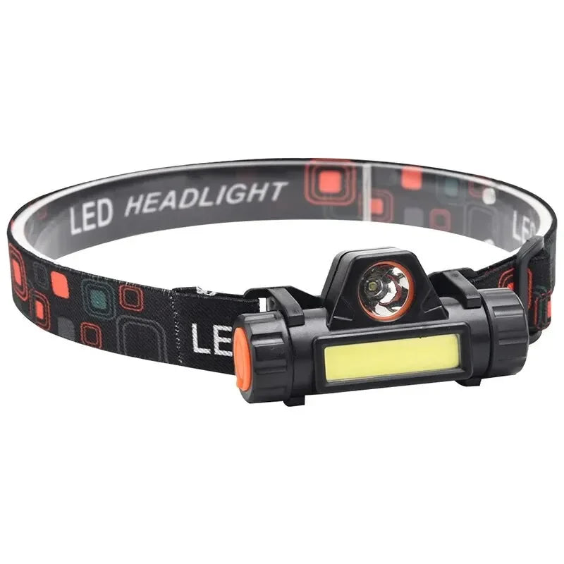 Lanterna de cabeça para atividades ao ar livre com longa duração de bateria e luz LED potente, ideal para pesca noturna, recarregável e com fixação magnética