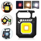 Mini lanterna LED com íman, luz COB, ideal para camping ao ar livre e uso no trabalho. Compacta para bolso, com 800 lúmens, recarregável por USB e 7 modos de iluminação