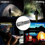 Lanterna LED potente, recarregável por USB, à prova de água e com zoom, ideal para pesca, caça e camping, com até 10000 lúmens.
