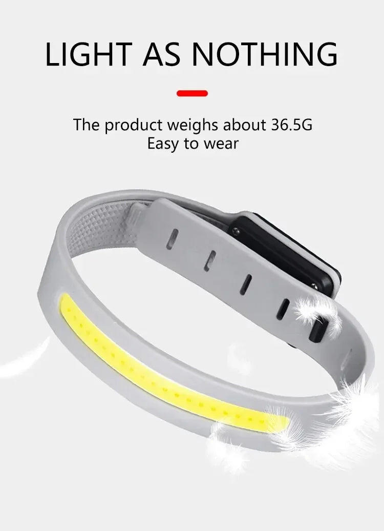 Luz LED COB de braço, 350mAh e 500 lúmens, banda luminosa para braço/perna/pulso para corrida noturna com função de sinalização, recarregável e IPX4