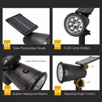 Projetores Solares com 9 LEDs para Exterior – IP65, Brilho Ajustável, Ideais para Jardim