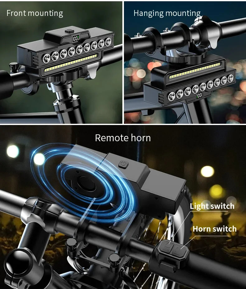Conjunto de Luzes para Bicicleta 9 LEDs – Recarregável (1600LM Frente + 200LM Traseira) máxima segurança e visibilidade
