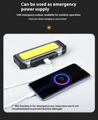 Lanterna à prova de água com íman, luz de trabalho portátil COB, lanterna LED 1000 Lumens 4000mAh, modos múltiplos, lanterna de campismo com bateria 18650