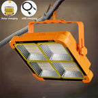 Projetor Solar Recarregável Portátil para Exterior com LED, Holofote Recarregável, Projetor de Iluminação para Construção