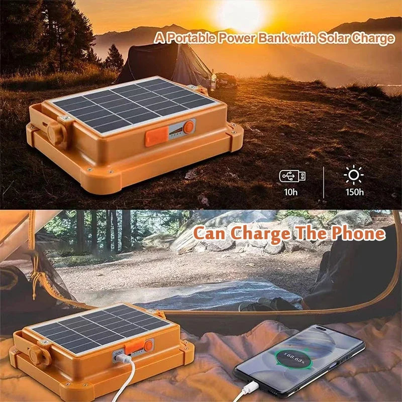 Projetor Solar Recarregável Portátil para Exterior com LED, Holofote Recarregável, Projetor de Iluminação para Construção
