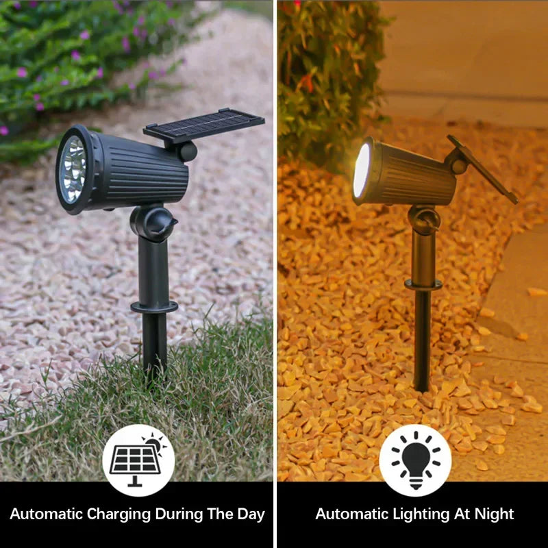 Projetores Solares com 9 LEDs para Exterior – IP65, Brilho Ajustável, Ideais para Jardim