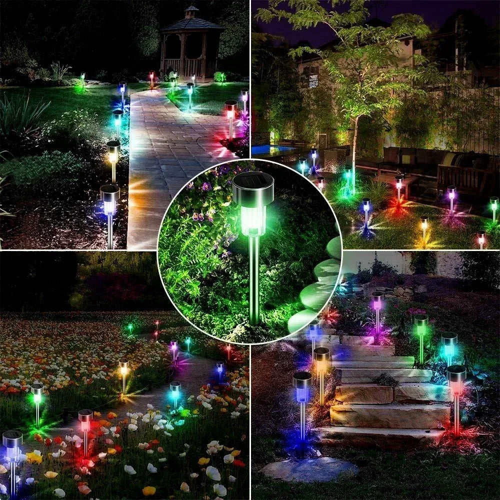 Luzes solares exteriores para jardim alimentada a energia solar, impermeável, luz LED para caminhos, ideal para jardim,