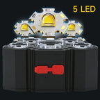 Lanterna de cabeça LED recarregável com 5 LEDs, equipada com bateria de lítio integrada. Luz frontal potente, ideal para camping, aventura, pesca e ciclismo