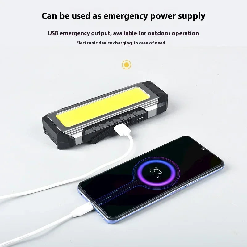 Lanterna à prova de água com íman, luz de trabalho portátil COB, lanterna LED 1000 Lumens 4000mAh, modos múltiplos, lanterna de campismo com bateria 18650