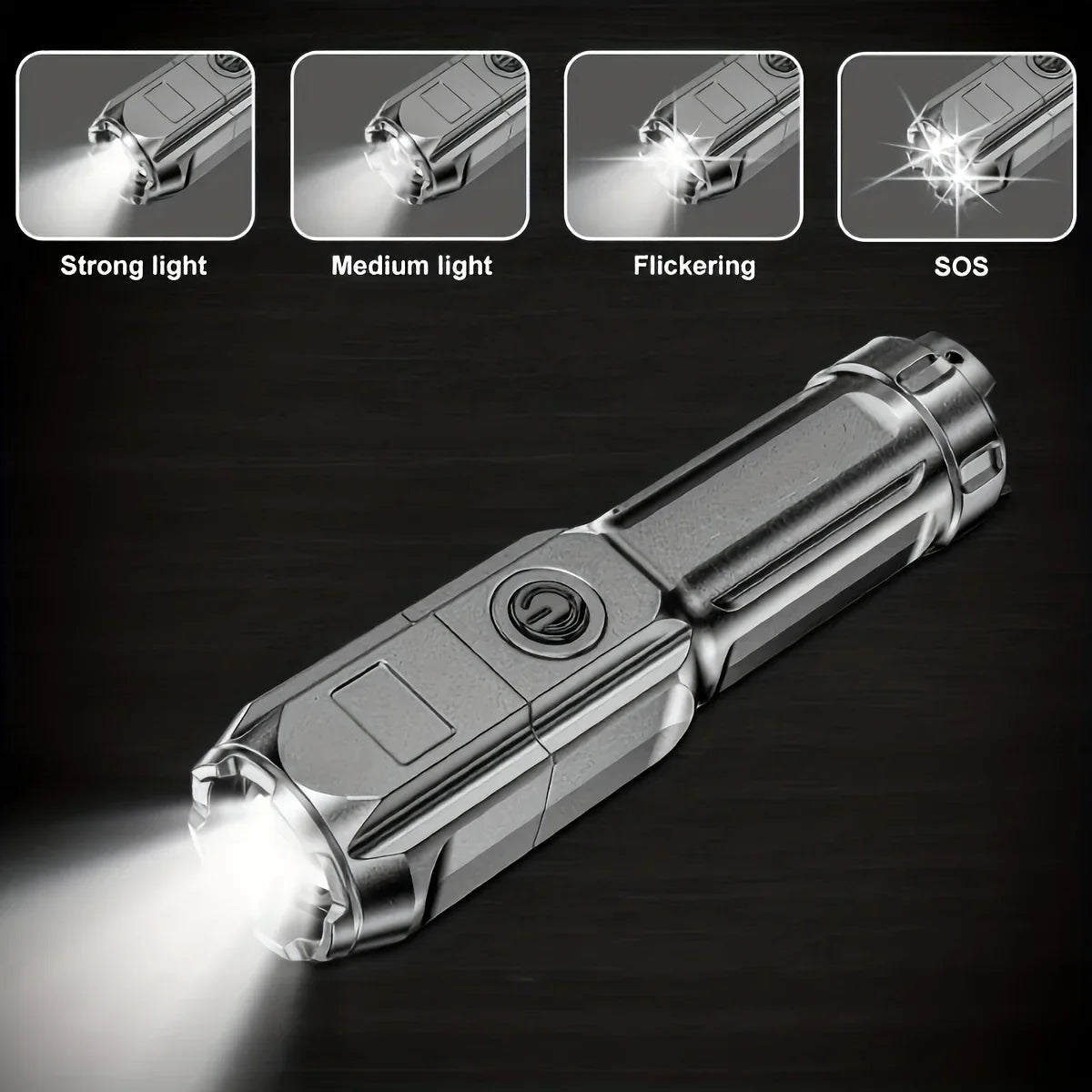Lanterna LED potente, recarregável por USB, à prova de água e com zoom, ideal para pesca, caça e camping, com até 10000 lúmens.