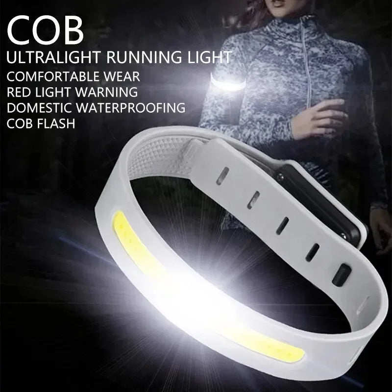 Luz LED COB de braço, 350mAh e 500 lúmens, banda luminosa para braço/perna/pulso para corrida noturna com função de sinalização, recarregável e IPX4