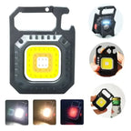 Mini lanterna LED com íman, luz COB, ideal para camping ao ar livre e uso no trabalho. Compacta para bolso, com 800 lúmens, recarregável por USB e 7 modos de iluminação