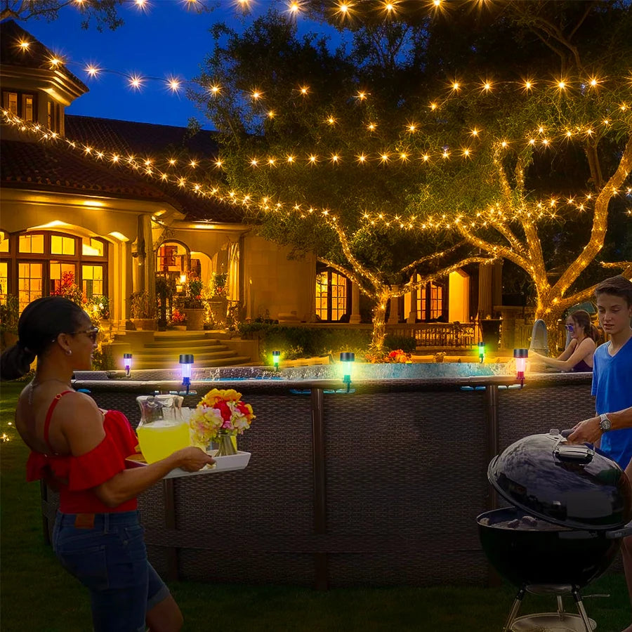 Luzes solares exteriores para jardim alimentada a energia solar, impermeável, luz LED para caminhos, ideal para jardim,