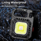 Mini lanterna LED com íman, luz COB, ideal para camping ao ar livre e uso no trabalho. Compacta para bolso, com 800 lúmens, recarregável por USB e 7 modos de iluminação