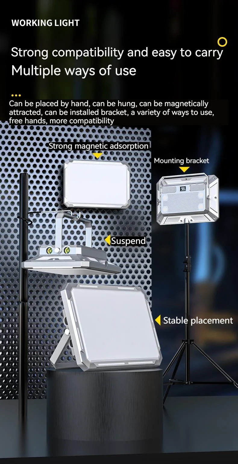 Lanterna LED para tenda de campismo, recarregável, de alta potência, para uso exterior e emergências, à prova de água