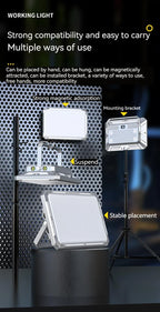 Lanterna LED para tenda de campismo, recarregável, de alta potência, para uso exterior e emergências, à prova de água