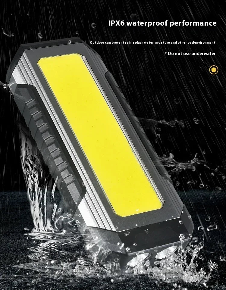 Lanterna à prova de água com íman, luz de trabalho portátil COB, lanterna LED 1000 Lumens 4000mAh, modos múltiplos, lanterna de campismo com bateria 18650