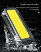Lanterna à prova de água com íman, luz de trabalho portátil COB, lanterna LED 1000 Lumens 4000mAh, modos múltiplos, lanterna de campismo com bateria 18650