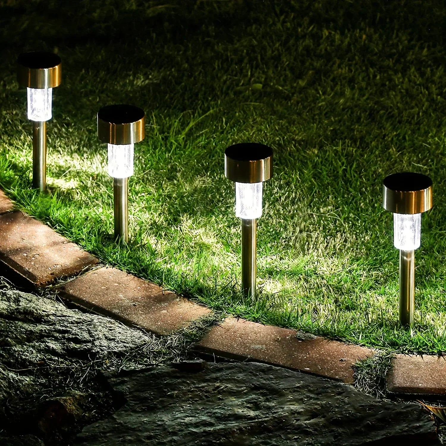 Luzes solares exteriores para jardim alimentada a energia solar, impermeável, luz LED para caminhos, ideal para jardim,