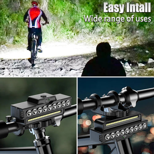 Conjunto de Luzes para Bicicleta 9 LEDs – Recarregável (1600LM Frente + 200LM Traseira) máxima segurança e visibilidade