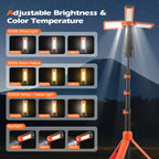 Luz de Campismo Recarregável com Suporte Ajustável, Bateria de 9000mAh, Luz de Trabalho Portátil Sem Fios, 3 Cabeças LED, Lanterna para Emergências e Viagens