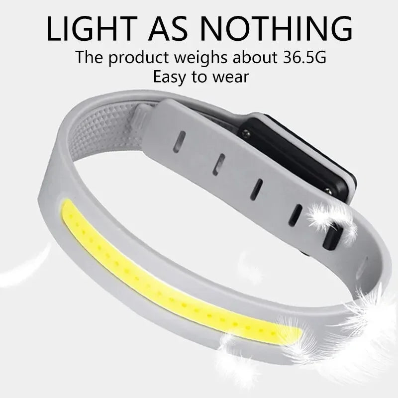 Luz LED COB de braço, 350mAh e 500 lúmens, banda luminosa para braço/perna/pulso para corrida noturna com função de sinalização, recarregável e IPX4
