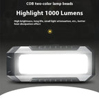 Lanterna à prova de água com íman, luz de trabalho portátil COB, lanterna LED 1000 Lumens 4000mAh, modos múltiplos, lanterna de campismo com bateria 18650