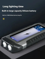 Lanterna à prova de água com íman, luz de trabalho portátil COB, lanterna LED 1000 Lumens 4000mAh, modos múltiplos, lanterna de campismo com bateria 18650