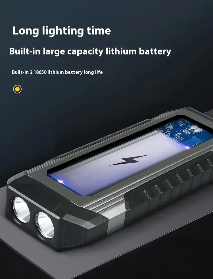Lanterna à prova de água com íman, luz de trabalho portátil COB, lanterna LED 1000 Lumens 4000mAh, modos múltiplos, lanterna de campismo com bateria 18650