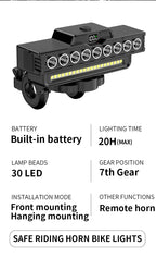Conjunto de Luzes para Bicicleta 9 LEDs – Recarregável (1600LM Frente + 200LM Traseira) máxima segurança e visibilidade