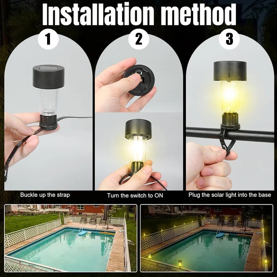 Luzes solares exteriores para jardim alimentada a energia solar, impermeável, luz LED para caminhos, ideal para jardim,