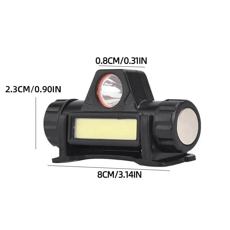 Lanterna de cabeça para atividades ao ar livre com longa duração de bateria e luz LED potente, ideal para pesca noturna, recarregável e com fixação magnética