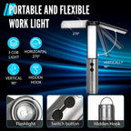Lanterna de Campismo Dobrável Portátil com Suporte Telescópico, Recarregável por USB, Bateria de 8000mAh, Luz Exterior Impermeável com Função Power Bank e Tripé