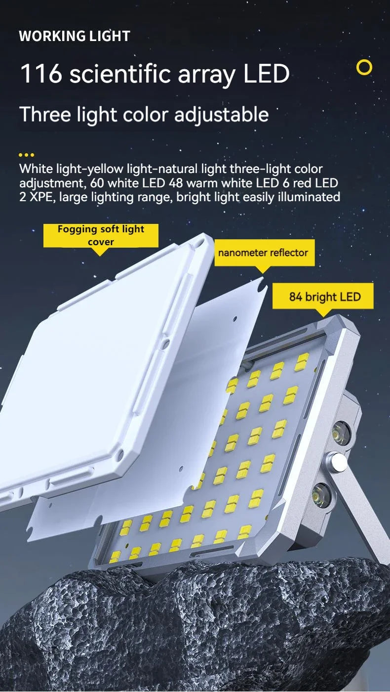 Lanterna LED para tenda de campismo, recarregável, de alta potência, para uso exterior e emergências, à prova de água