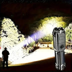 Lanterna LED potente, recarregável por USB, à prova de água e com zoom, ideal para pesca, caça e camping, com até 10000 lúmens.