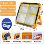 Projetor Solar Recarregável Portátil para Exterior com LED, Holofote Recarregável, Projetor de Iluminação para Construção