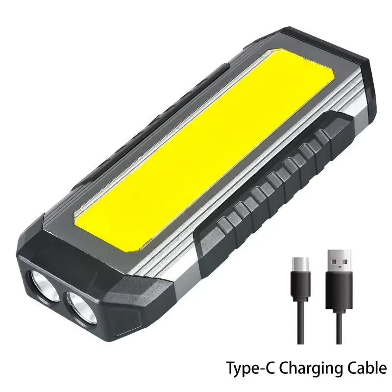 Lanterna à prova de água com íman, luz de trabalho portátil COB, lanterna LED 1000 Lumens 4000mAh, modos múltiplos, lanterna de campismo com bateria 18650