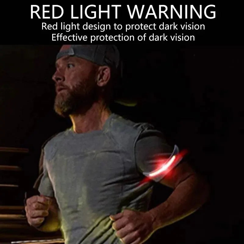 Luz LED COB de braço, 350mAh e 500 lúmens, banda luminosa para braço/perna/pulso para corrida noturna com função de sinalização, recarregável e IPX4