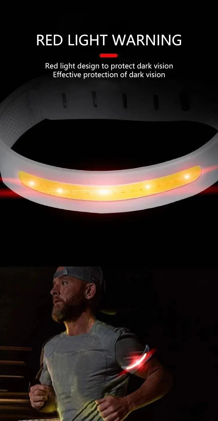 Luz LED COB de braço, 350mAh e 500 lúmens, banda luminosa para braço/perna/pulso para corrida noturna com função de sinalização, recarregável e IPX4