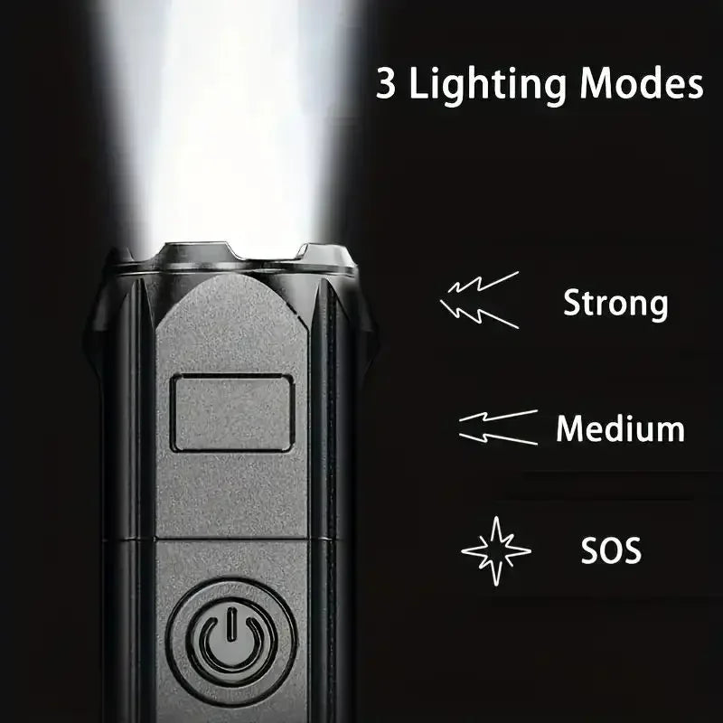 Lanterna LED potente, recarregável por USB, à prova de água e com zoom, ideal para pesca, caça e camping, com até 10000 lúmens.
