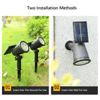 Projetores Solares com 9 LEDs para Exterior – IP65, Brilho Ajustável, Ideais para Jardim