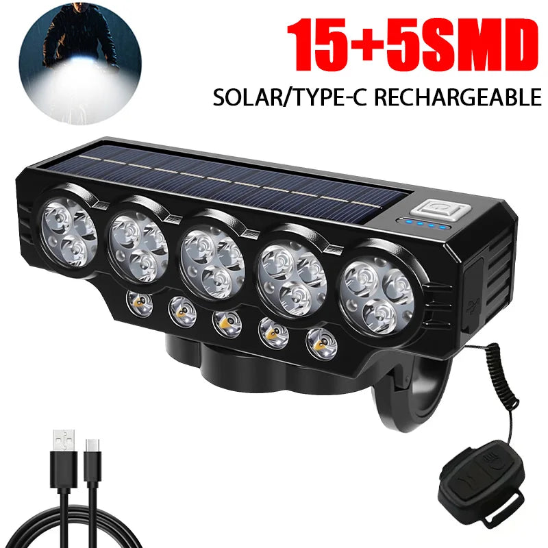 Conjunto de Luzes para Bicicleta 9 LEDs – Recarregável (1600LM Frente + 200LM Traseira) máxima segurança e visibilidade